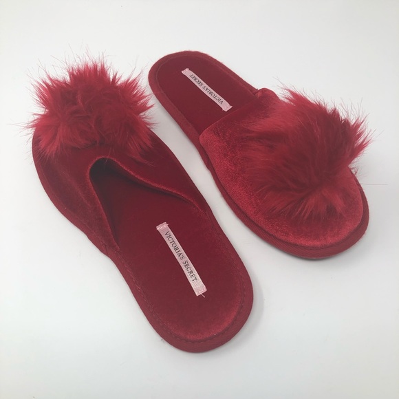Victoria’s Secret Sexy Red POM POM Slippers NWT - Picture 2 of 8